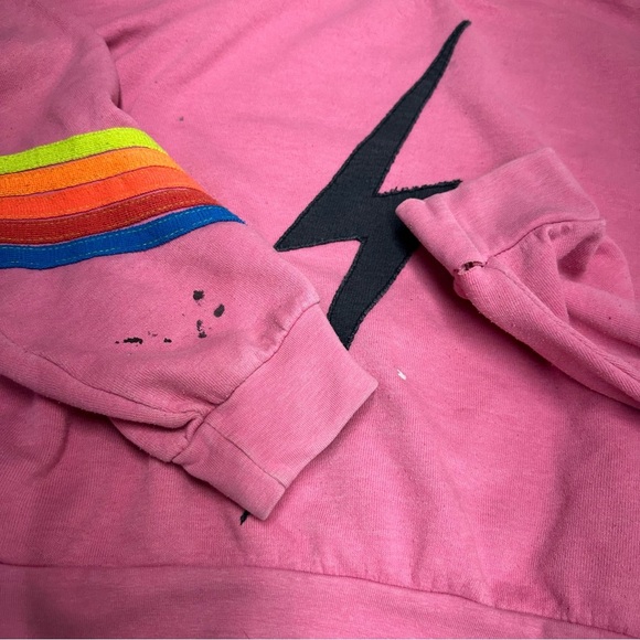 AVIATOR NATION Sweatshirt Pink Lightning Bolt Sweatshirt !sold as is! - Picture 6 of 10
